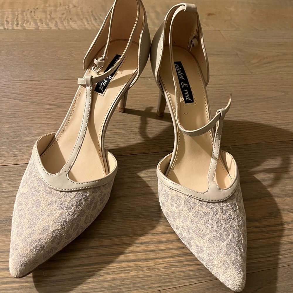 T-Strap Two Tone Heels